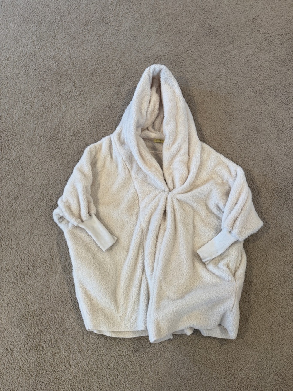 Plush Hooded Sherpa Pullover Sweater - Cream